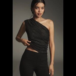 Anthropologie Textured One-Shoulder Top